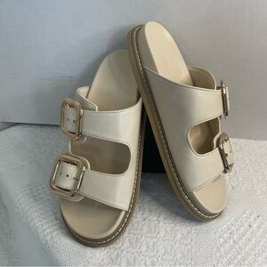 Universal Thread Cream Slides with Double Buckle Size 7 1/2 W ~ Summertime